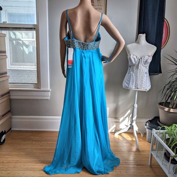 NWT Vintage Y2K Dave & Johnny Prom Gown Beaded Sequin Mermaid Maxi Dress Size 15 - Picture 3 of 8
